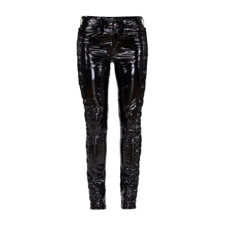 Lovesect Skinny Pants Laced Up Shiny PVC Black