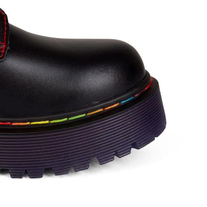 Aderlass 8-Eye Boots Plateau Leather Pride Edition Black-Purple