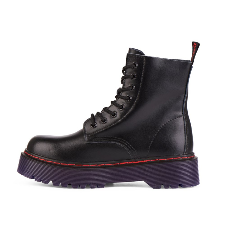 Aderlass 8-Eye Boots Plateau Leather Black-Purple