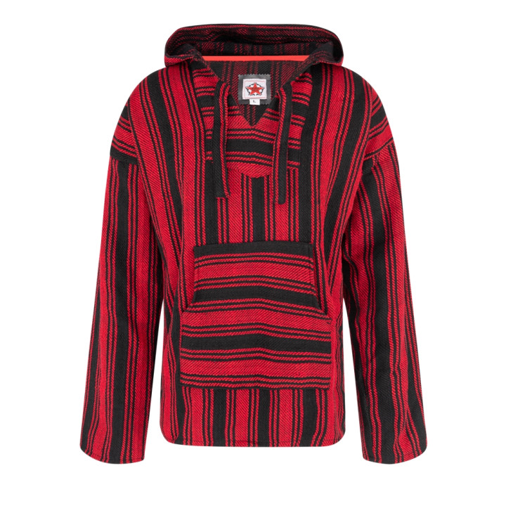 Black Pistol Baja Hoodie Wool Black-Red