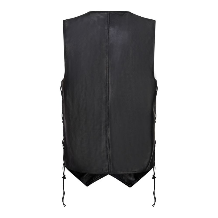 Aderlass Biker Vest Leather Laced-Up Black