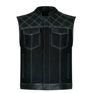 Aderlass Brigantine Vest Pentagram Print Leather Black