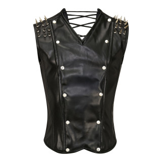 Aderlass Men Corset Spike Faux Leather Black