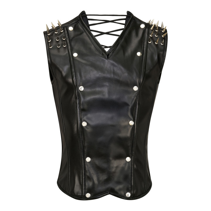 Aderlass Men Corset Spike Faux Leather Black