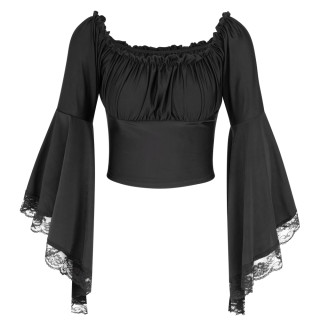 Aderlass Bat Sleeve Crop Top Black