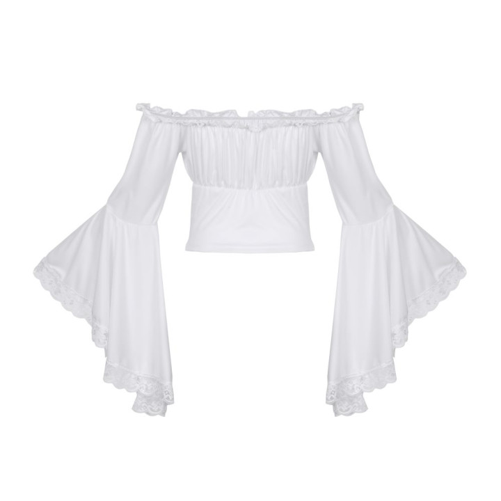 Aderlass Bat Sleeve Crop Top White