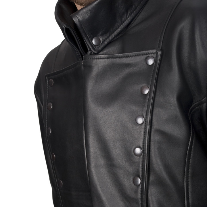 Aderlass Mens Military Coat Nappa Leather Black