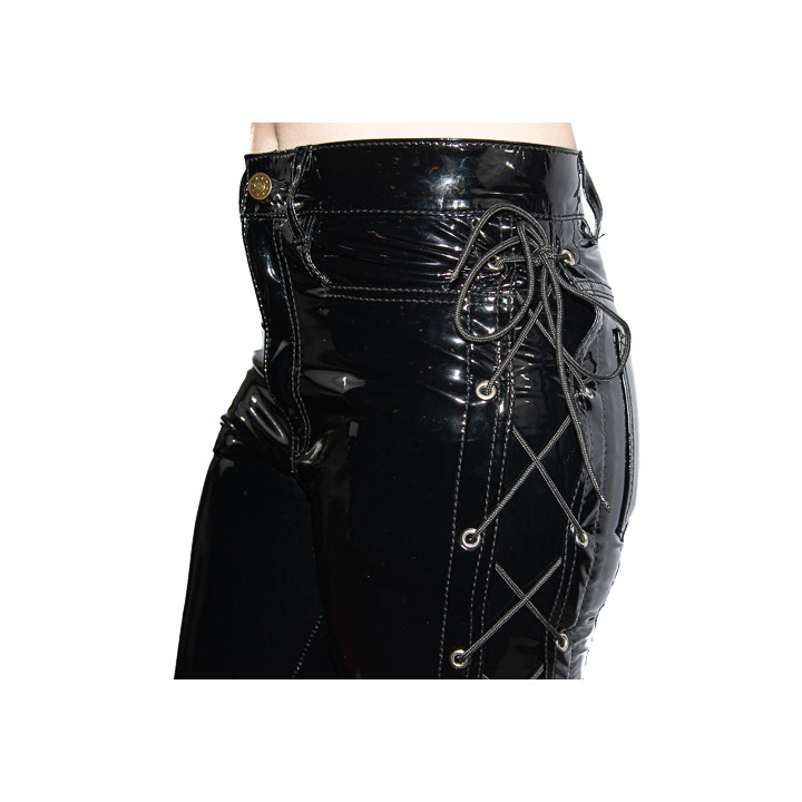 Lovesect Skinny Pants Laced Up Shiny PVC Black