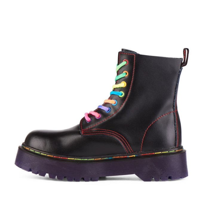 Aderlass 8-Eye Boots Plateau Leather Pride Edition Black-Purple