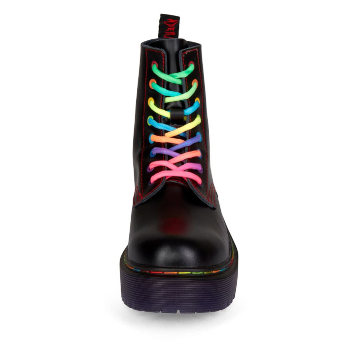 Aderlass 8-Eye Boots Plateau Leather Pride Edition Black-Purple