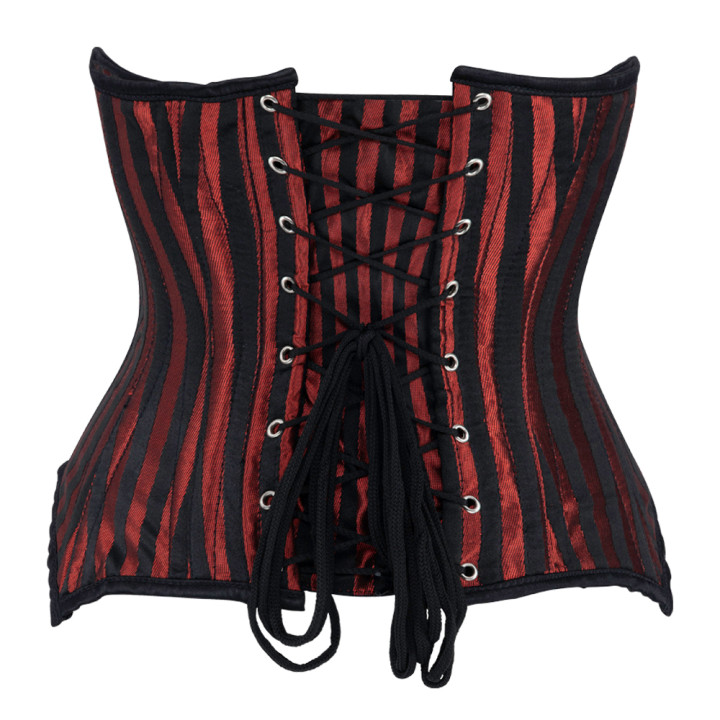 Aderlass Underbust Corset Brocade Stripe Black-Red