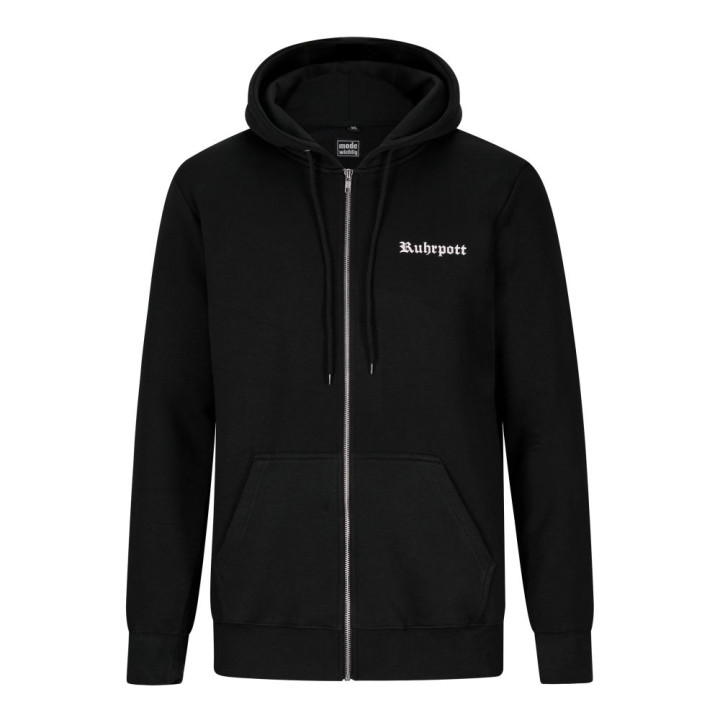 Mode Wichtig Zip Hoodie RUHRPOTT Auf Kohle geboren Black