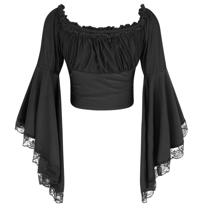 Aderlass Bat Sleeve Crop Top Black
