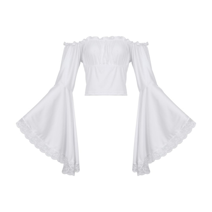 Aderlass Bat Sleeve Crop Top White