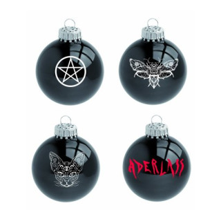 Aderlass Christbaumkugeln Set 4 Glaskugeln Black