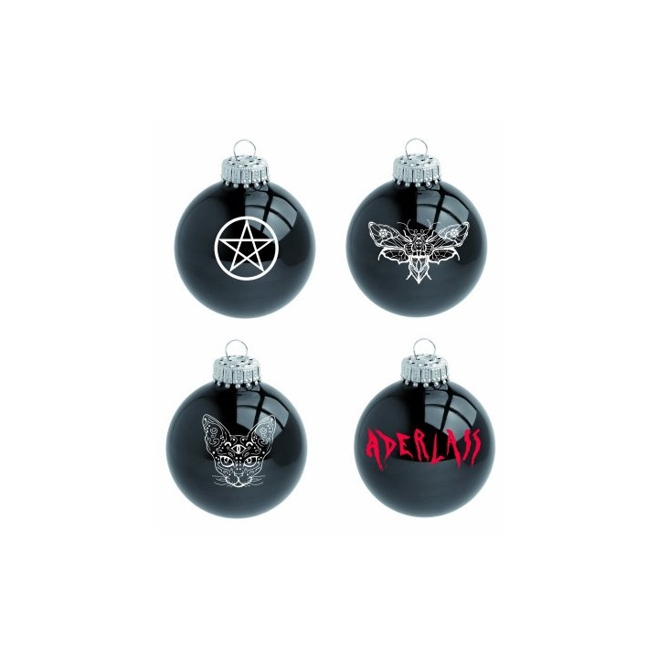 Aderlass Christbaumkugeln Set 4 Glaskugeln Black