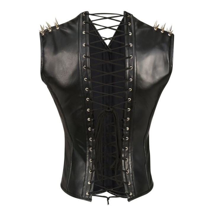 Aderlass Men Corset Spike Faux Leather Black