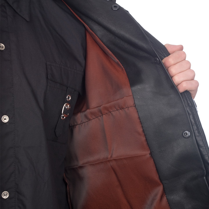 Aderlass Mens Military Coat Nappa Leather Black