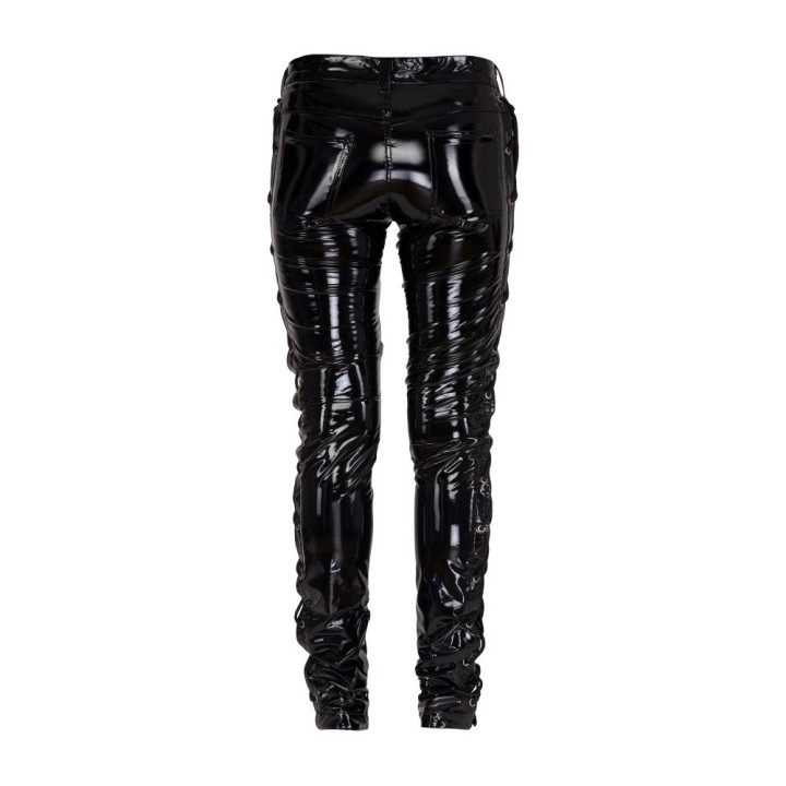 Lovesect Skinny Pants Laced Up Shiny PVC Black