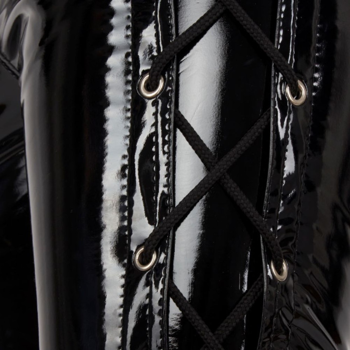 Lovesect Skinny Pants Laced Up Shiny PVC Black