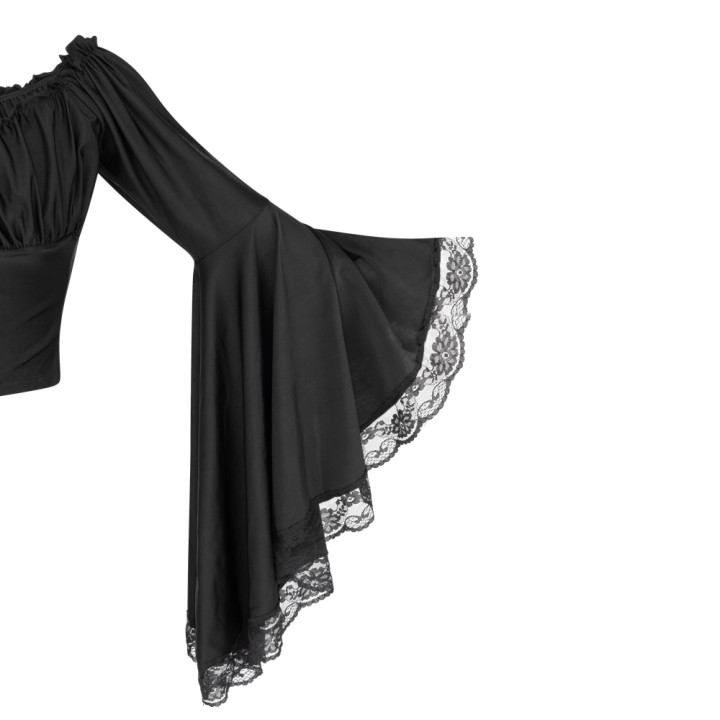 Aderlass Bat Sleeve Crop Top Black