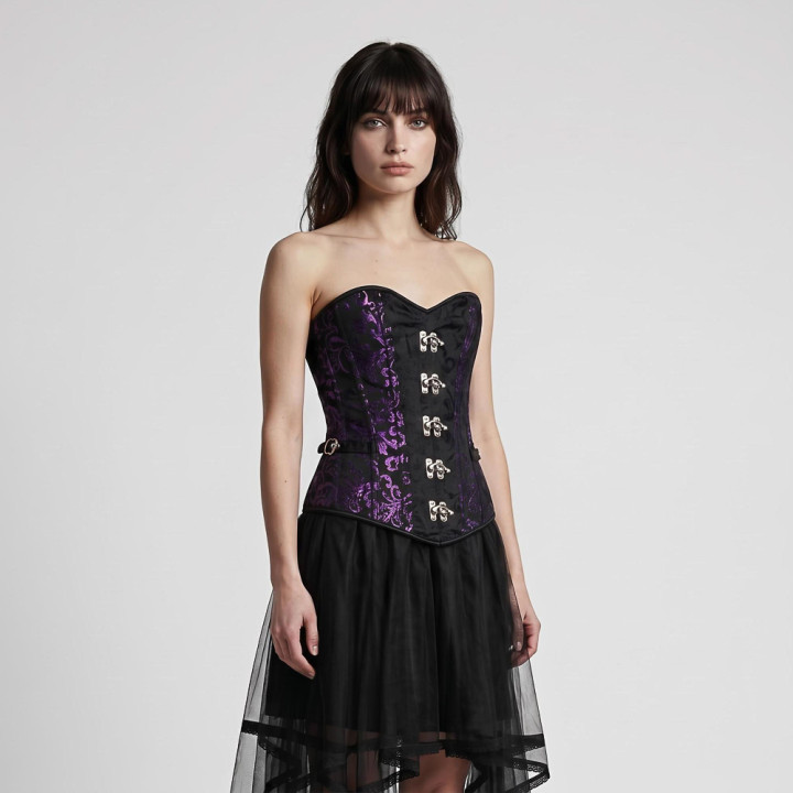 Aderlass Steampunk Corset Brocade Purple