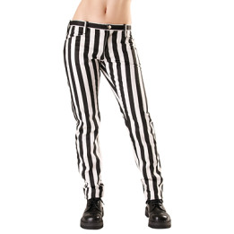 Black Pistol Close Pants Stripe Black-White