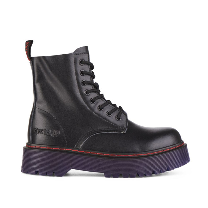 Aderlass 8-Eye Boots Plateau Leather Black-Purple