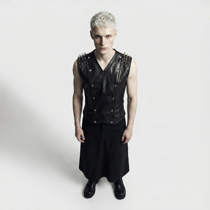 Aderlass Men Corset Spike Faux Leather Black