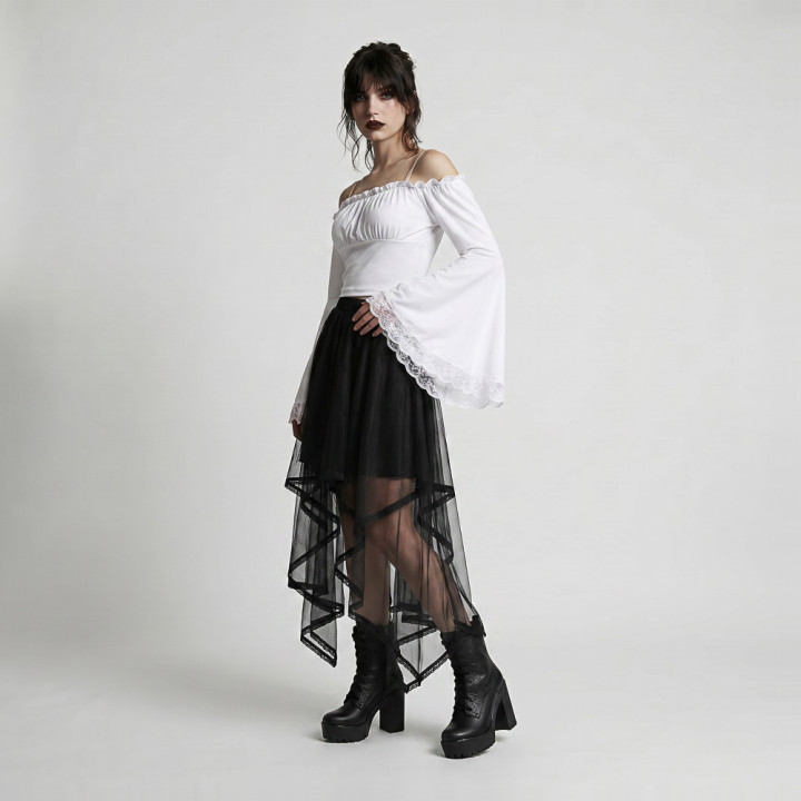 Aderlass Bat Sleeve Crop Top White