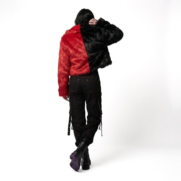 Aderlass Shadow Flame Bolero Jacket Fake Fur Black-Red