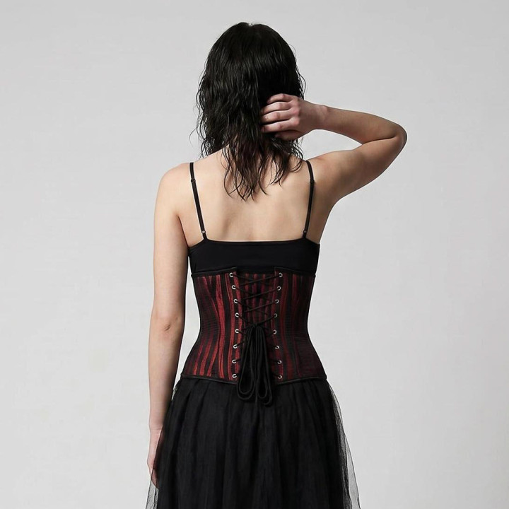 Aderlass Underbust Corset Brocade Stripe Black-Red