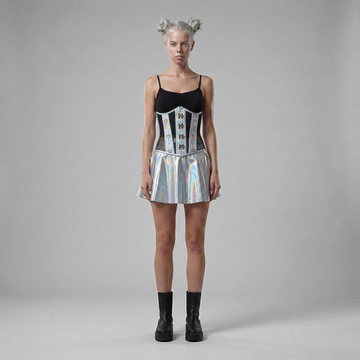 Aderlass Underbust Corset Holo Silver-Pink