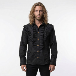 Aderlass Victorian Frill Shirt Black