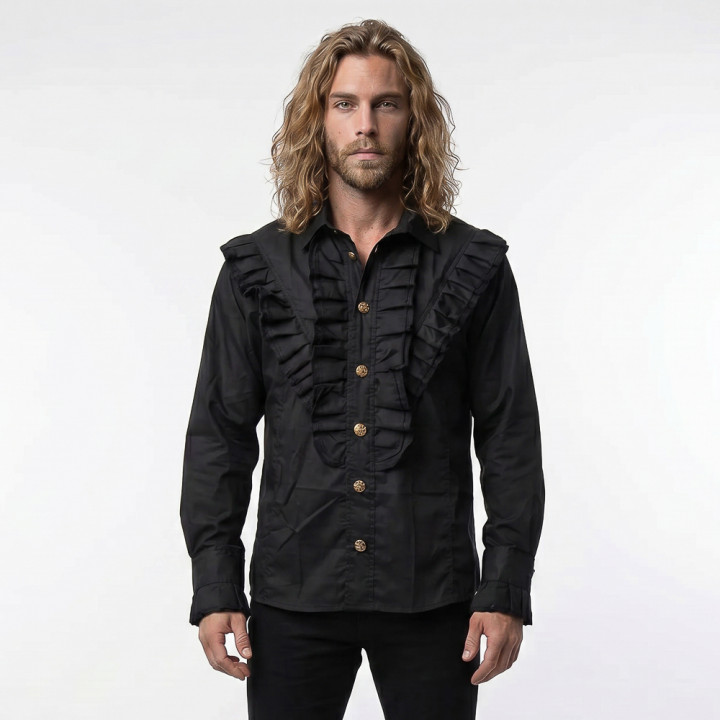 Aderlass Victorian Frill Shirt Black
