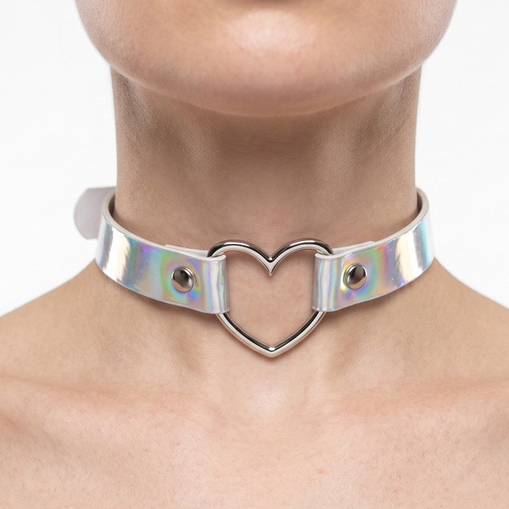 Lovesect Choker Holo Heart Silver