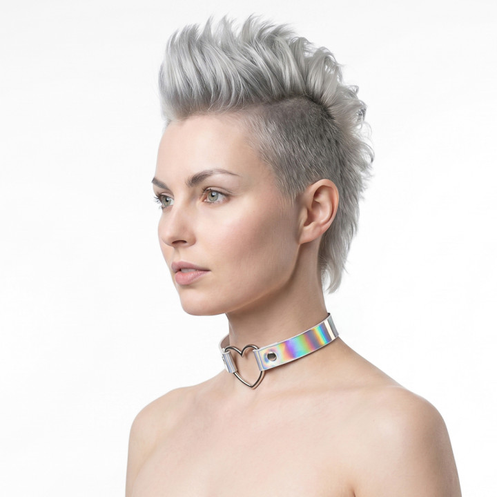 Lovesect Choker Holo Heart Silver