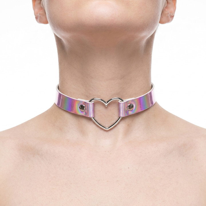 Lovesect Choker Holo Heart Pink