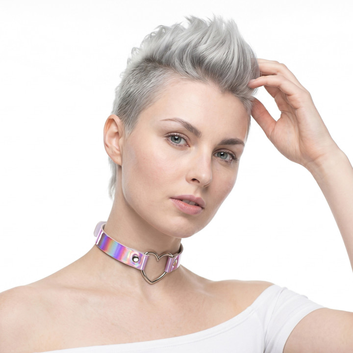 Lovesect Choker Holo Heart Pink