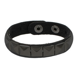 Black Pistol Studded Bracelet 1-Row Black-Black