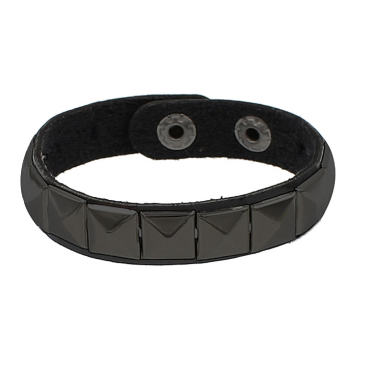 Black Pistol Studded Bracelet 1-Row Black-Black