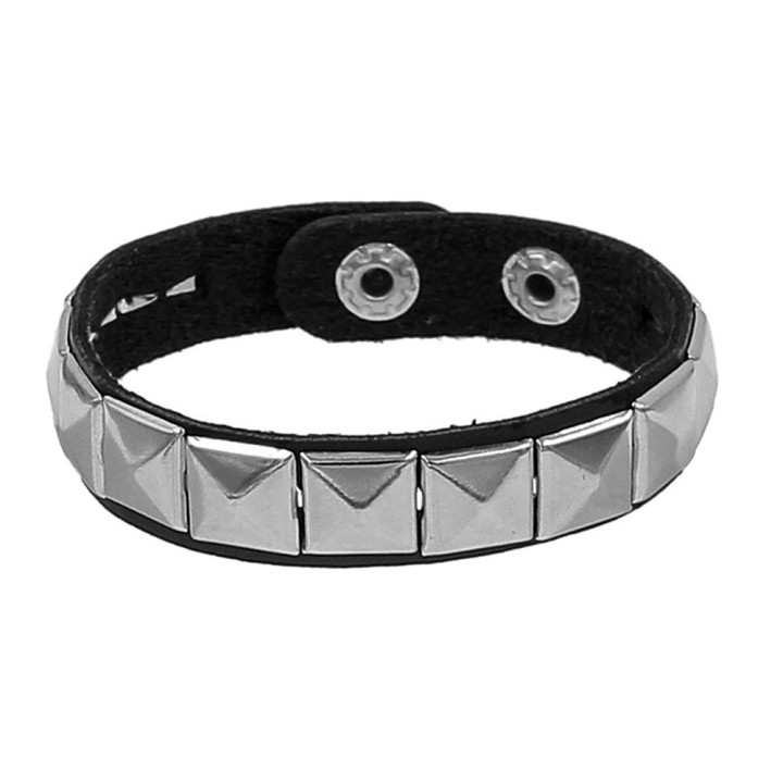 Black Pistol Studded Bracelet 1-Row Black-Silver