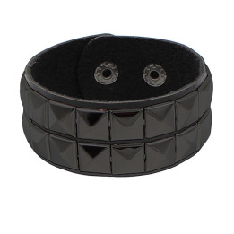 Black Pistol Studded Bracelet 2-Row Black-Black