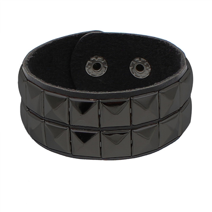 Black Pistol Studded Bracelet 2-Row Black-Black