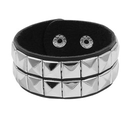Black Pistol Studded Bracelet 2-Row Black-Silver