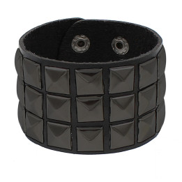 Black Pistol Studded Bracelet 3-Row Black-Black