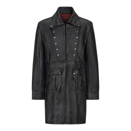 Aderlass Mens Military Coat Nappa Leather Black