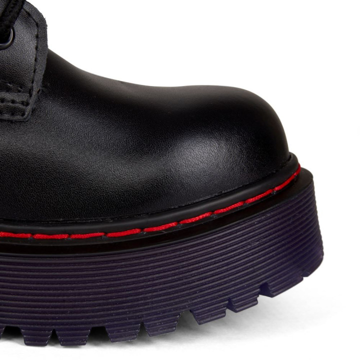 Aderlass 8-Eye Boots Plateau Leather Black-Purple