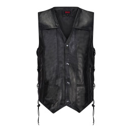 Aderlass Biker Vest Leather Laced-Up Black
