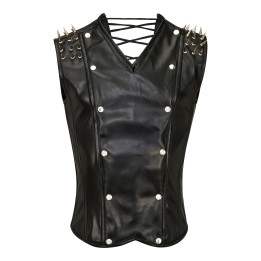 Aderlass Men Corset Spike Faux Leather Black